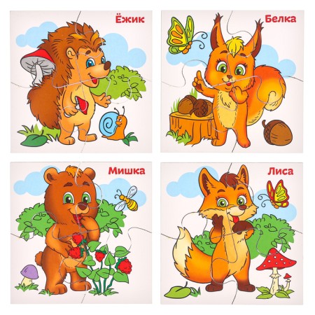 Developing puzzles made of wood "Forest animals"-1