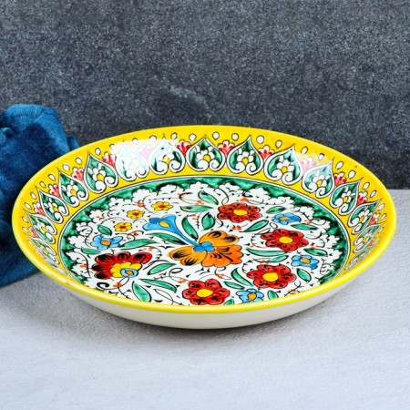 Largan Rishtan ceramics "Turkish pattern", 25 cm, yellow