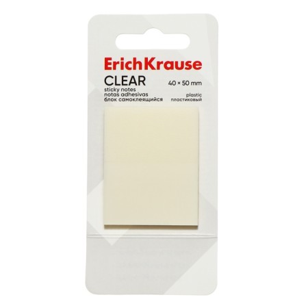 Block with a sticky edge plastic 40x50 mm, Erichkrause "Clear", 50 sheets, transparent-1