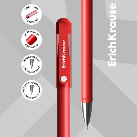 Gel pen Erichkrause G-Soft, red ink, node 0.38 mm, letter line length 500 meters-2