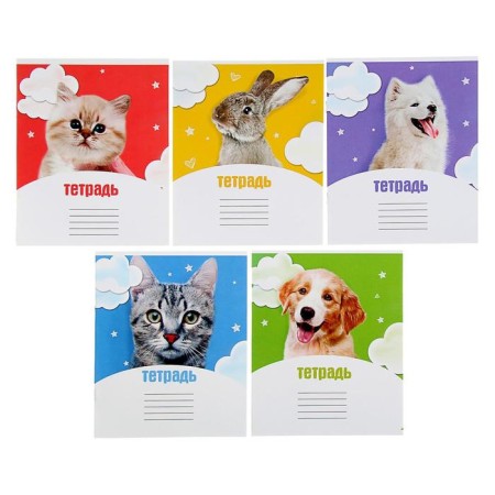 Notebook of 12 sheets in Calligrata "Pets", cover coated cardboard, VD-pol, OFSET BOLK, Beliece 95%, MIX