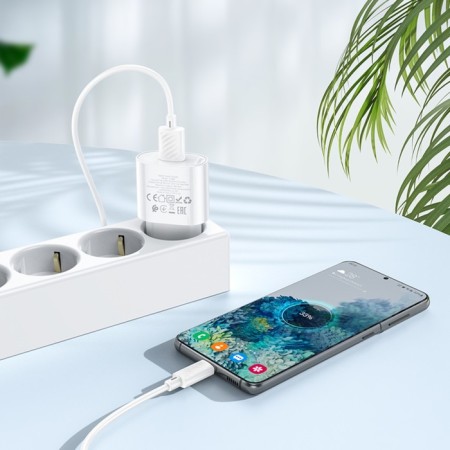 Network charger Hoco C109A, 1 USB, 18 W, Qc, White-4