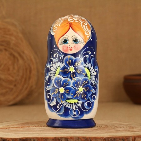 Matryoshka 5 puppet "Sima" blue, 17-18cm, manual painting.-2