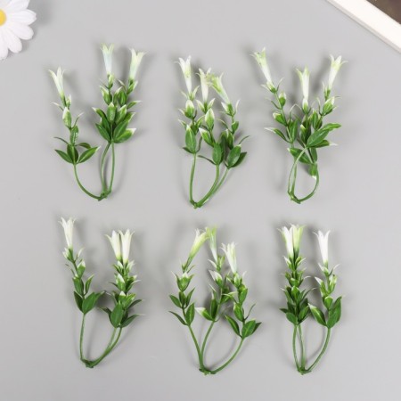 Artificial plant for creativity "Hippeastium" set of 6 pcs white-green 11.5 cm