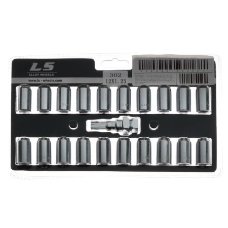 Wheel nuts M12x1.25, L = 32 mm, under the hexagon, cone, 20 pcs. + key, chrome, jn-302-4