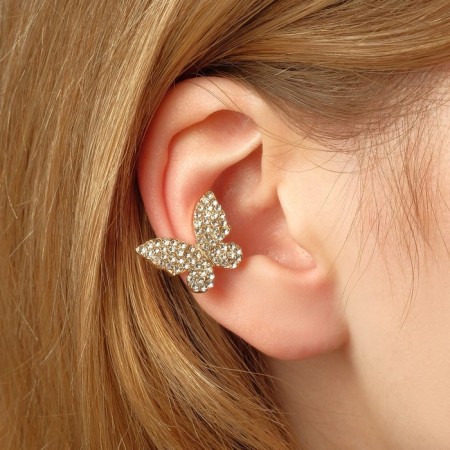 Earrings with pearls "butterfly" asymmetry, white color in gold-1