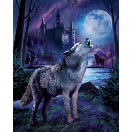 Diamond mosaic with a complete filling on the subframe "Wolf in the Forest", 40 x 50 cm-2