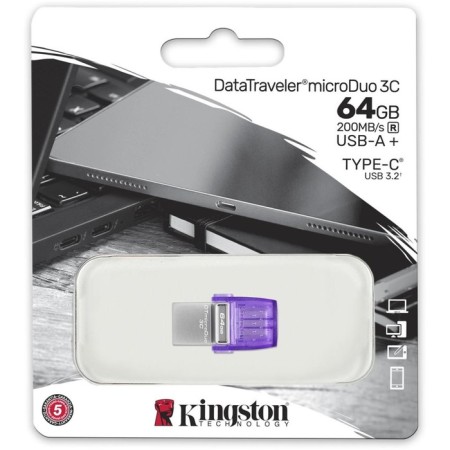 Kingston 64Gb Datatraveler Microduo 3C DTDUOO3CG3/64GB USB3.0 Violet Violet-2