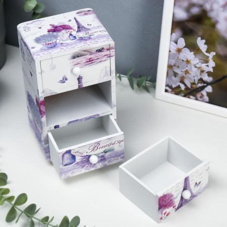 Casket tree chestnut "Eiffel Tower and Lavender" 19.5x11x8 cm-7