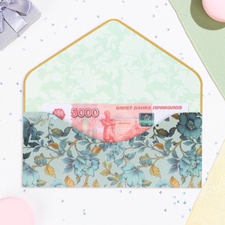 Money envelope "Gratitude!" Blue, soft-tach, embossing, 19 x 9 cm-1
