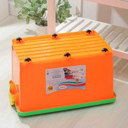 Container for storage with a lid, 50 l, 63 × 40 × 33 cm, on wheels, color mix-3