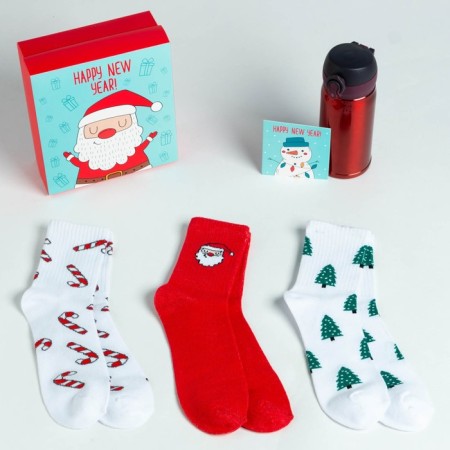 New Year's gift set of thermos and socks KAFTAN New Year, RR 36-39-1