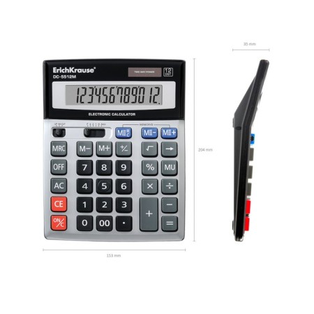 Calculator Desktop 12-bit Erychkrause DC-5512M, silver-1