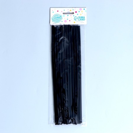 Cocktail tube, set 12 pcs., Black color-1