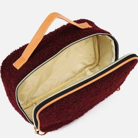 Cosmetic bag with a zipper, with a lining, purple color-2