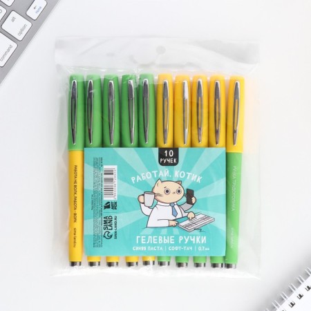 The pen is funny Gel blue paste “Work, cat”, 2 pcs.-3
