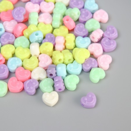 Beads for creativity Plastic "Hearts-Smail" Color Tender colors set 500 g 1x1x0.6 cm 98872-1