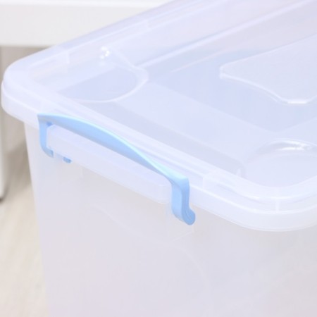 Storage container with a lid Ricco, 35 l, 50 × 31 × 28 cm, on wheels, color transparent-6
