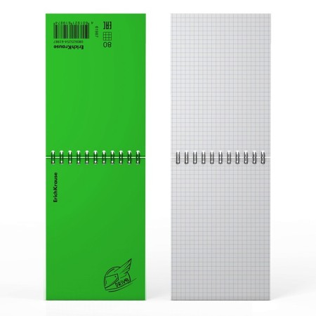 Notepad for spirals A6 80 sheets, cage, Erichkrause "Motion" Plastic Cover Silkography, Blok Offset Beliece 100%, Green-6