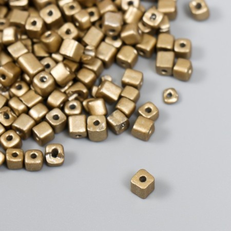Cube glass 4x4 mm "metallic. Light gold" set of 20 g