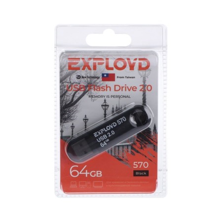 Flashka Exployd 570, 64 GB, USB2.0, Thu up to 15 MB/s, PLO up to 8 Mb/s, black-1