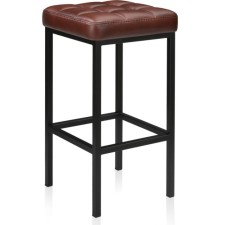 Har lobe metal stool/eco -leather, black/brown 34x34x65 cm