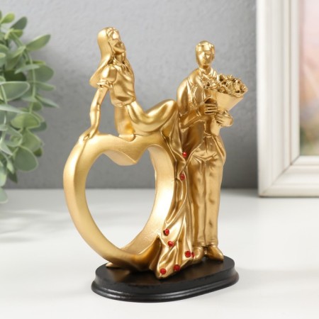 Polystone souvenir "Fighting couple" gold 10.8x6.2x15 cm-1