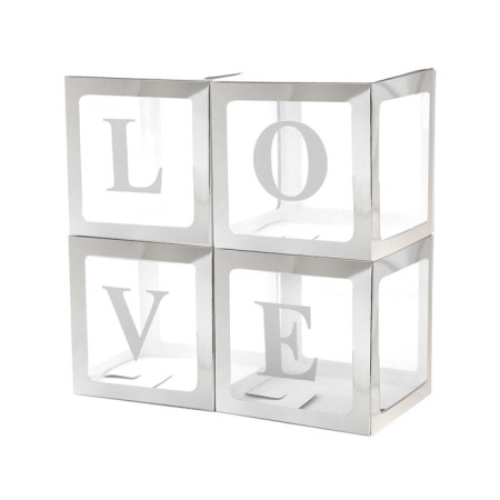 A set of boxes for balloon balls, silver, 30x30x30 cm, in packaging 4 pcs.-1
