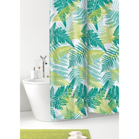 Foliage bathroom curtains, 180x200 cm, PVC, green color