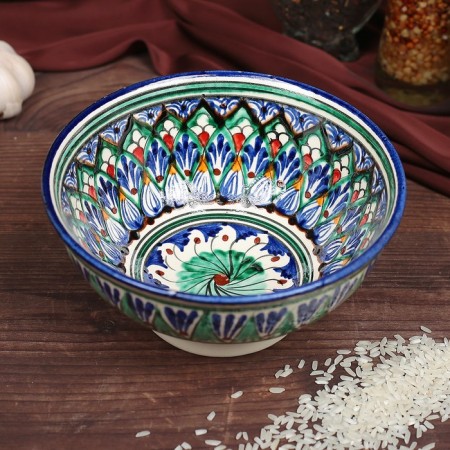 Rishtan ceramics "flowers" 15 cm, small, blue