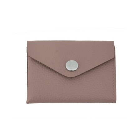 Cartholder, genuine leather, pink 10x8.5x1.5 cm