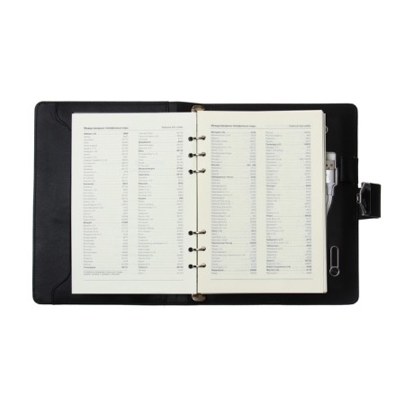 Organizer on the rings, PVC, A5.140 liters, a cage, with a pen, doned a box, finger scanner, charging, black-6