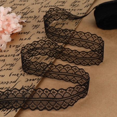Capricon lace, 30 mm × 10 ± 1 m, black color