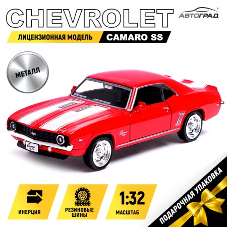 Metal machine Chevrolet Camaro SS, 1:32, doors, inertia, red color open