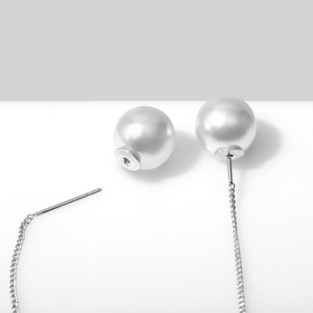 Earrings with pearls "bead" stars, white color in silver-1