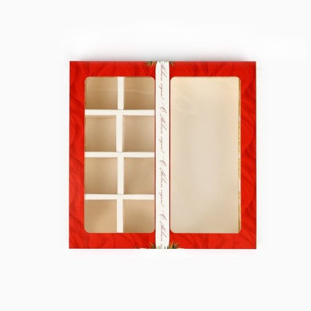 Box for 8 sweets and chocolate with cells "New Year's luxury", 18 x 18 x 4 cm, New Year-1