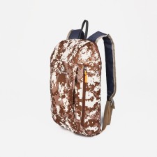A backpack with a zipper, brown color/pixels