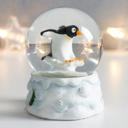 Souvenir Polystone Water Ball "Penguin in the Snow" 7x6.7x8.8 cm-1