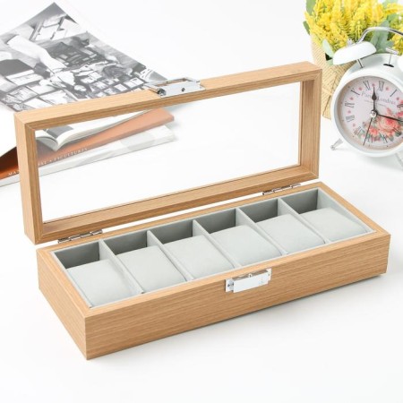 Casket Wood for watch 6 Branch "Beige" 7.5x31x12 cm-1