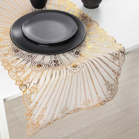 Openwork napkin for the table "Rays", 84 × 40 cm, PVC, gold color-1