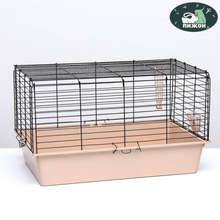 A cell for rabbits, guinea pigs "Pigger" No. 4 folding, 80 x 50 x 47 cm, beige