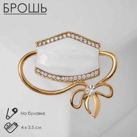 Brooch "Mask" Medical, white color in gold