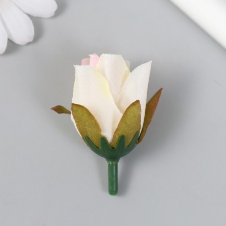 Budon on the leg for decoration "Rose Mondial" white-pink 1.7x3 cm