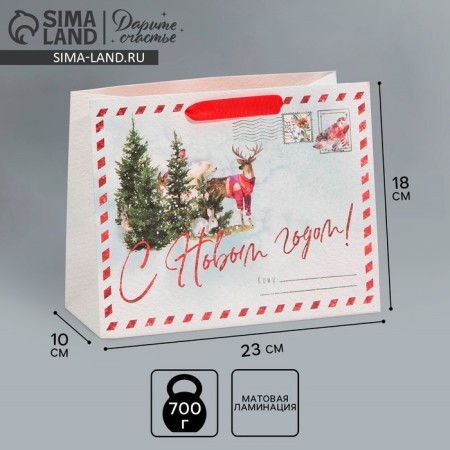 Laminated horizontal "New Year postcard", MS 18 x 23 x 10 cm, New Year
