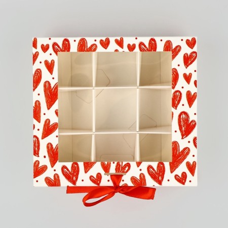 Box for 9 sweets with cells “I love you” 14.5 x 13.5 x 3.5 cm-2