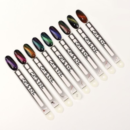 Gel nail polish, “cat`s eye”, 3 phase, 8ml, LED/UV, chameleon/green color (09)-11