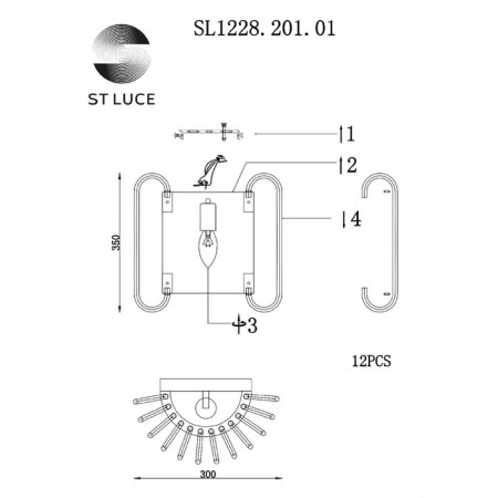 Sconces st. SL1228.201.01. Grosseto. 1x40 W, E14, 30x35 cm, golden color-6