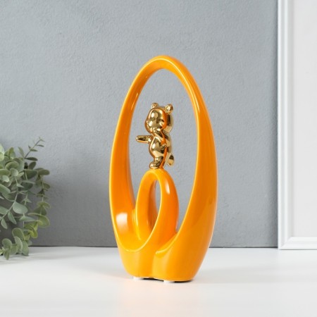 Souvenir Ceramics "Bear - Dreams in reality" orange with gold 6x15.5x27 cm-1