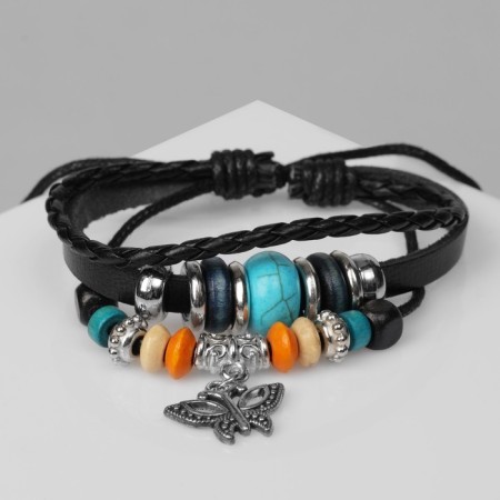 Bracelet Skin "Blub" with beads, 3 threads, colored, d = 5 cm-1