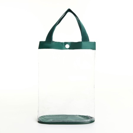 Cosmetic bag on the button, the color is green/transparent-2